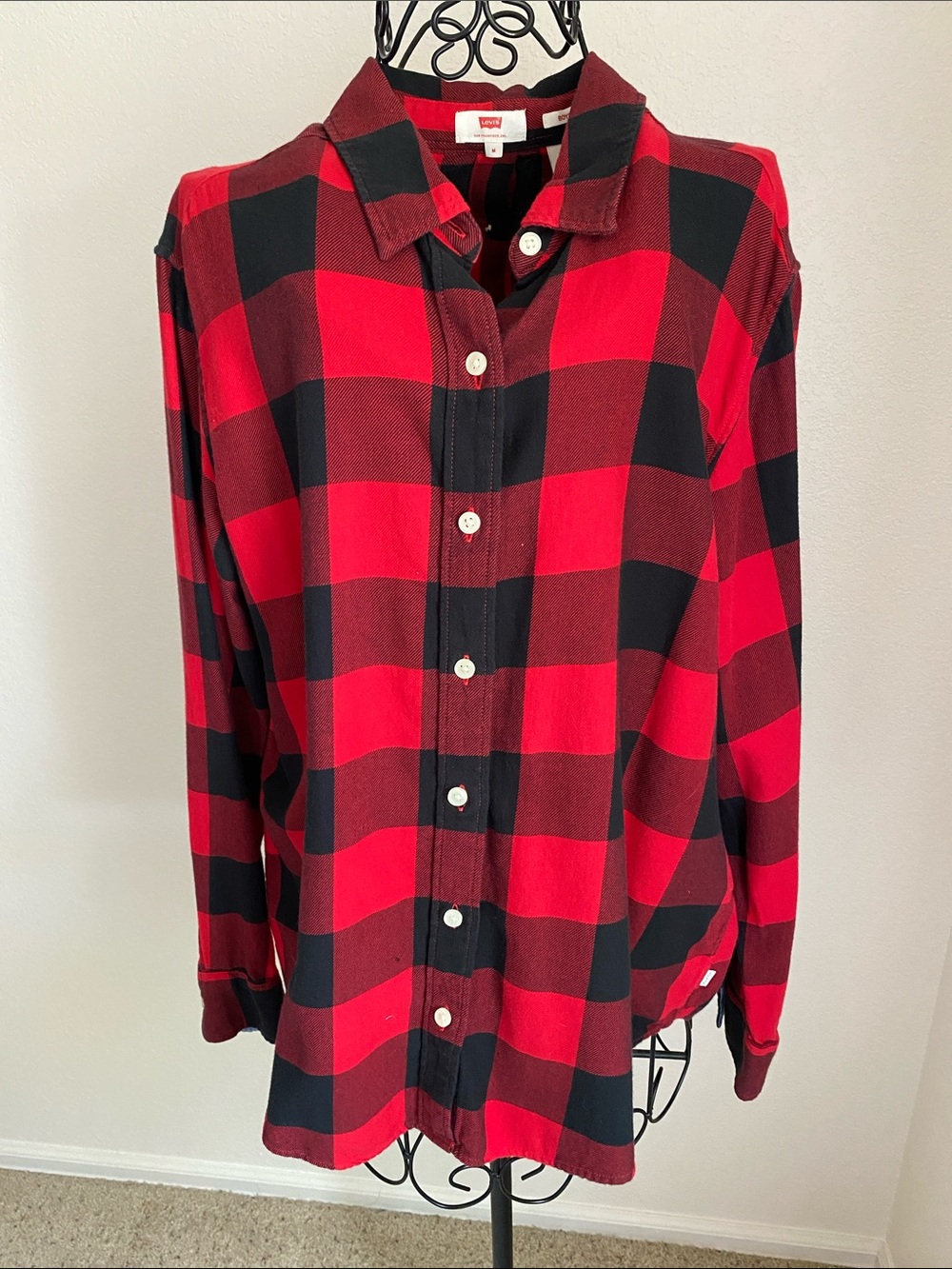 Levi's Cotton Red and Black Buffalo Check Button-Down Shirt